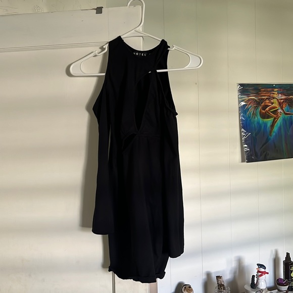 motel rocks black cut out dress Adar Bodycon Dress in Rib Black
